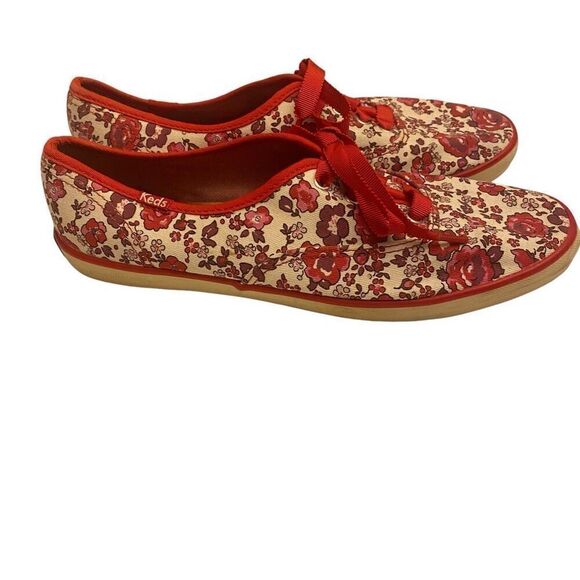 Keds Canvas Lace Up Sneakers Womens Floral Ribbon Lace Shoe Sz 7.5 - Picture 4 of 10